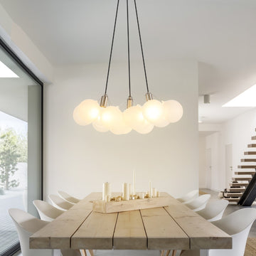 Aubrey 24" 3-Light Mid-Century Glam Frosted Glass Orb LED Chandelier - JONATHAN Y